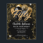 Budget Black Gold Parties scintillant Balloon N'im<br><div class="desc">Glam Faux Or Noir Cuivre Jaune Parties scintillant étincelante Balloon Élégant Style Tout âge Anniversaire Invitation</div>