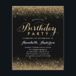 Budget Black Gold Parties scintillant Étincelle N'<br><div class="desc">Glam moderne Parties scintillant d'or noir étincelle Élégant Script Calligraphie N'importe quel âge Anniversaire Invitation</div>