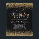 Budget Black Gold Parties scintillant Étincelle N'<br><div class="desc">Glam moderne Parties scintillant d'or noir étincelle Élégant Script Calligraphie N'importe quel âge Anniversaire Invitation</div>