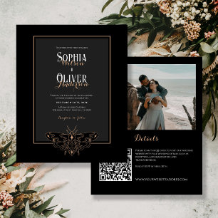 Budget Black Gothic Photo Code QR Mariage Invitati