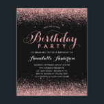 Budget Black Hot Rose Parties scintillant N'import<br><div class="desc">Glam moderne Black Blush Hot Pink Parties scintillant Sparkle Élégant Script Calligraphie Tout âge Anniversaire Invitation</div>