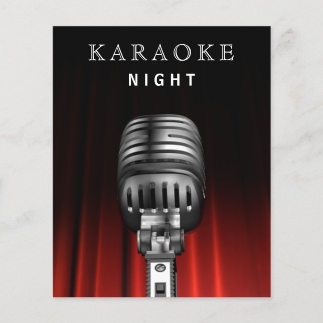 Budget Black Karaoke Night Party Invitation (Devant)