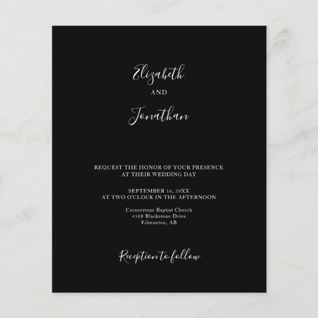 Budget Black Mariage Moderne Chic Minimaliste Simp (Devant)