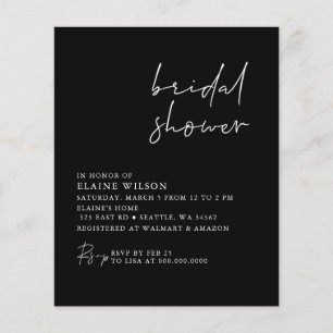 Budget Black Moderne Douche nuptiale Invitation