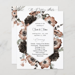 Budget Black & Natural Floral Boho Wedding Program