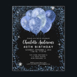 Budget Black Navy Blue Parties scintillant Balloon<br><div class="desc">Moderne Glam Navy Bleu Parties scintillant noire étincelante Balloon élégant Invitation d'anniversaire</div>
