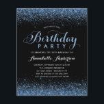 Budget Black Navy Blue Parties scintillant N'impor<br><div class="desc">Glam moderne Black Navy Parties scintillant Bleue étincelante Script Calligraphie N'importe quel âge Anniversaire Invitation</div>