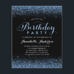 Budget Black Navy Blue Parties scintillant N'impor<br><div class="desc">Glam moderne Black Navy Parties scintillant Bleue étincelante Script Calligraphie N'importe quel âge Anniversaire Invitation</div>