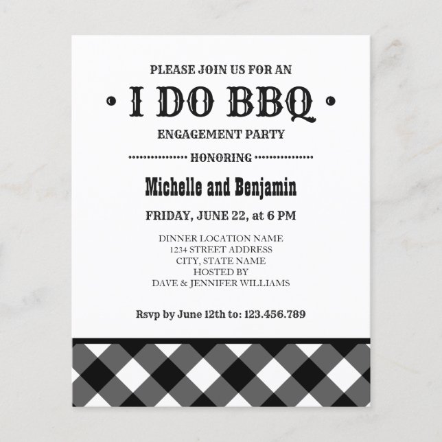 BUDGET Black Plaid I DO BBQ Engagement Party (Devant)
