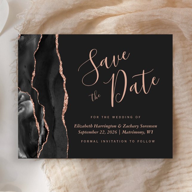 Budget Black Rose Gold Agate Mariage Enregistrer l (Créateur téléchargé)