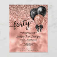 Budget Black Rose Gold Balloon Bow 40e anniversair