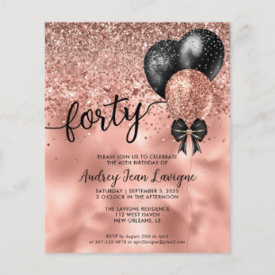 Budget Black Rose Gold Balloon Bow 40e anniversair