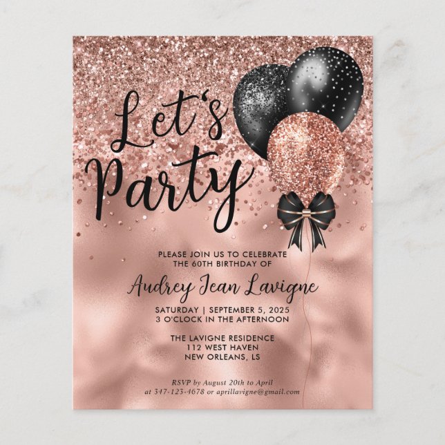 Budget Black Rose Gold Balloon Lets Fête Anniversa (Devant)