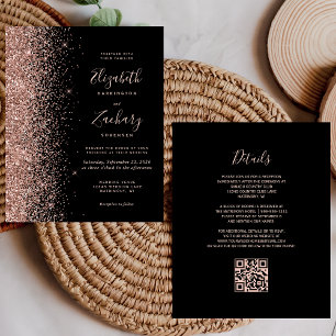 Budget Black Rose Or Rose Gold Glitter QR Code Mar