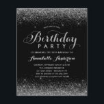 Budget Black Silver Grey Parties scintillant N'imp<br><div class="desc">Glam moderne Noir Argent Gris Parties scintillant Étincelle Élégante Script Calligraphie N'importe quel âge Anniversaire Invitation</div>