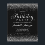Budget Black Silver Grey Parties scintillant N'imp<br><div class="desc">Glam moderne Noir Argent Gris Parties scintillant Étincelle Élégante Script Calligraphie N'importe quel âge Anniversaire Invitation</div>