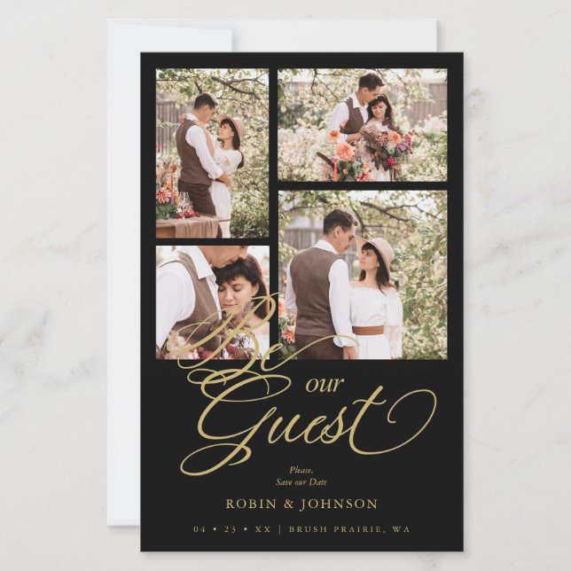 Budget Black Trendy Collage 4 Photos Luxury Script (Devant)