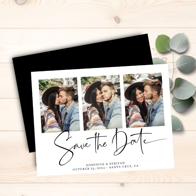 Budget Black Typographie Mariage Enregistrer la da (Budget Black Typography Wedding Save the Date Card)