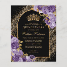 Budget Black Violet Or Floral Quinceanera