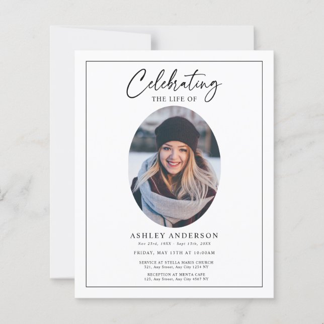 Budget Black White Celebration of Life Funeral (Devant)