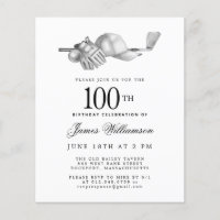 Budget Black White Golf Invitation 100e anniversai