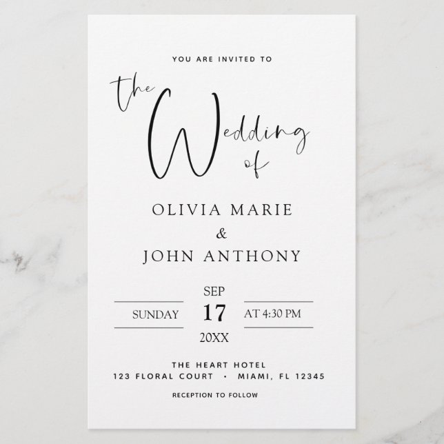 Budget Black White Mariage Typographie moderne (Devant)