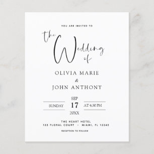 Budget Black White Mariage Typographie moderne