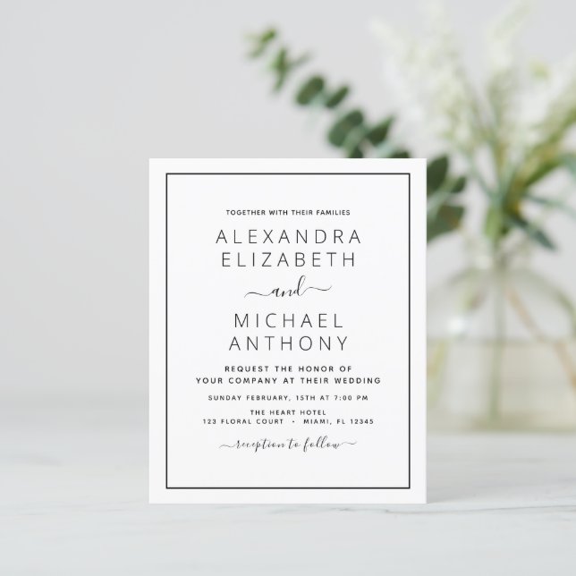 Budget Black White Mariage Typographie moderne (Debout devant)