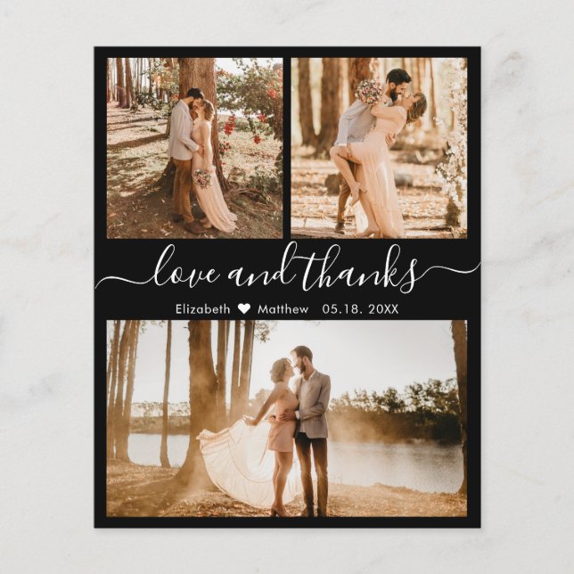 Budget Black White Photo Collage Mariage Merci (Devant)