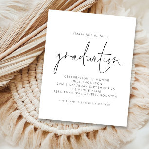 Budget Black White Script 2025 Invitation de diplô