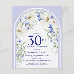 Budget Blanc Bleu Arc Floral 30e Anniversaire Invi