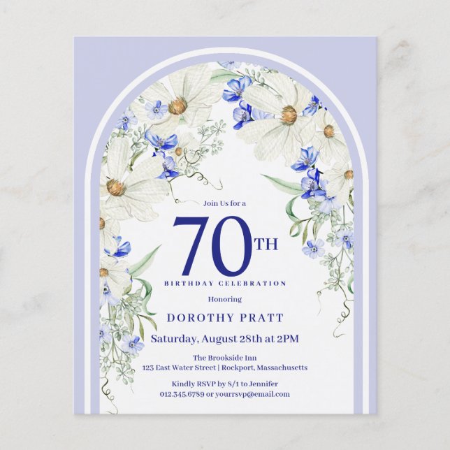 Budget Blanc Bleu Arc Floral 70e Anniversaire Invi (Devant)