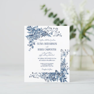 Budget Blanc Bleu Fleur sauvage Oiseau Floral Mari