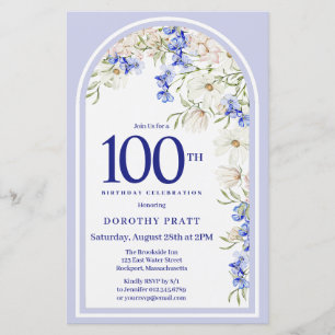 Budget Blanc Bleu Floral 100e anniversaire Invitat