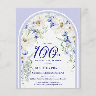 Budget Blanc Bleu Floral 100e anniversaire Invitat