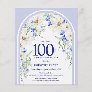 Budget Blanc Bleu Floral 100e anniversaire Invitat