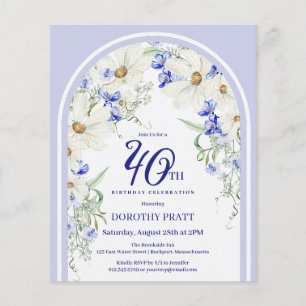 Budget Blanc Bleu Floral 40e Anniversaire Invitati