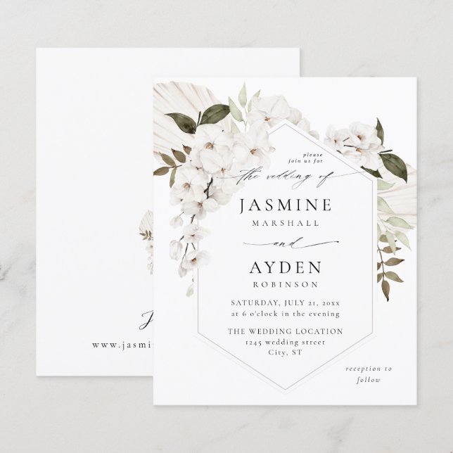 Budget Blanc Boho Floral Mariage V3 LN (Devant / Derrière)