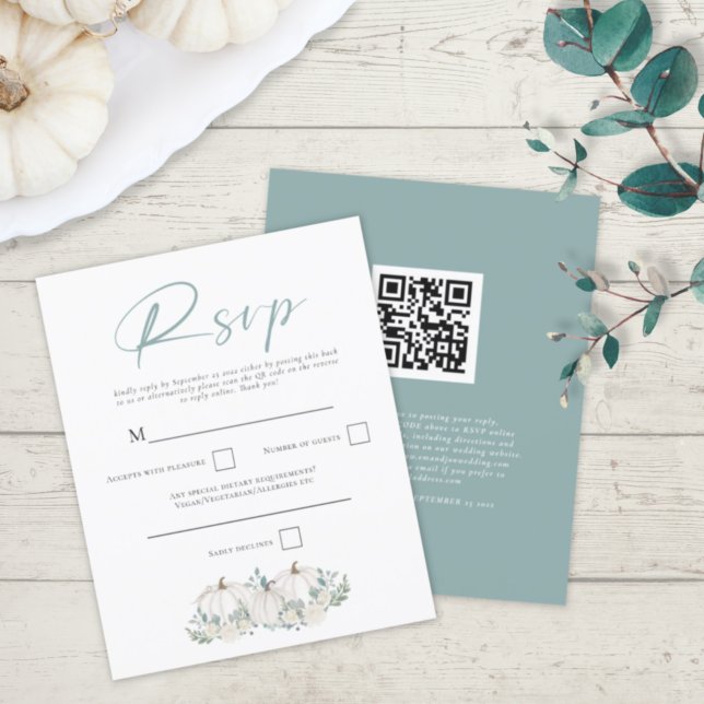Budget Blanc Citrouilles QR Code Mariage RSVP (Créateur téléchargé)