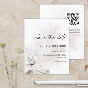 Budget Blanc Florals QR Wedding Enregistrer la dat