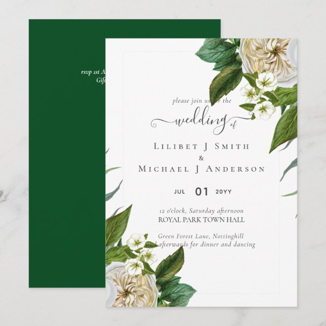 BUDGET Blanc Roses Bouquet Mariage Floral (Devant / Derrière)