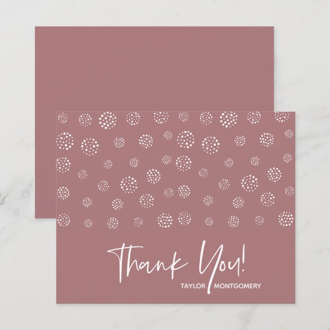 Budget Blanc Script Desert Rose Merci Cartes (Devant / Derrière)