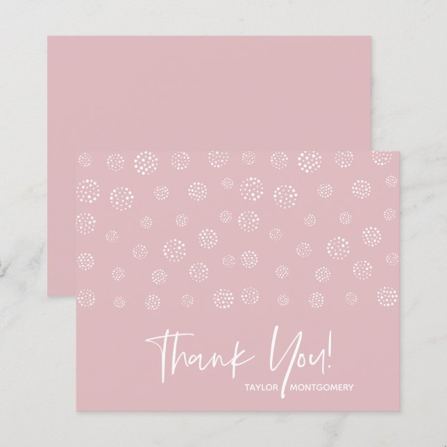 Budget Blanc Script Dusty Rose Merci Cartes (Devant / Derrière)