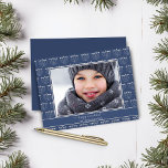 Budget bleu blanc Menorah Motif Hanoukka Photo<br><div class="desc">Budget Rustic Bleu Menorah Hanoukka Carte photo avec un motif festif des menorahs de vacances et votre photo personnalisée. **Notre papier BUDGET est plus petit, plus léger et plus délicat, mais toujours beau! N'oubliez pas les enveloppes!** Si vous avez besoin d'aide ou de pièces de correspondance, veuillez nous contacter à...</div>