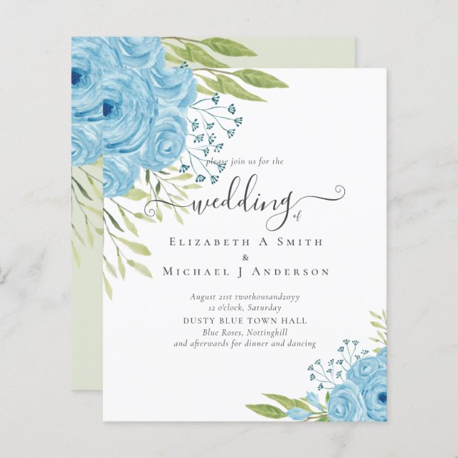 BUDGET Bleu Dusty Budget Mariage Rose (Devant / Derrière)