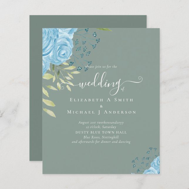 BUDGET Bleu Dusty Budget Mariage Rose (Devant / Derrière)