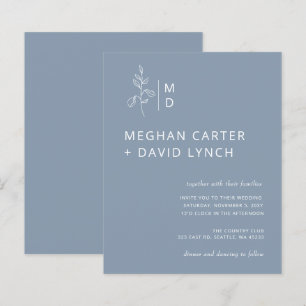 Budget Bleu Faire-part de mariage de monographie b