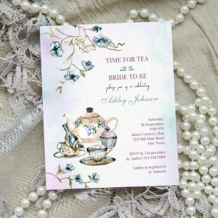 Budget bleu fleuri thé fête nuptiale douche invita