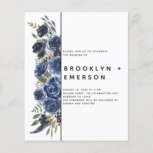 BUDGET Bleu Floral Mariage moderne (Devant)