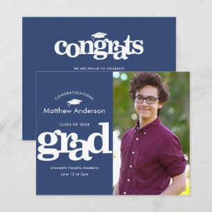 Budget bleu marine photo graduation audacieuse inv